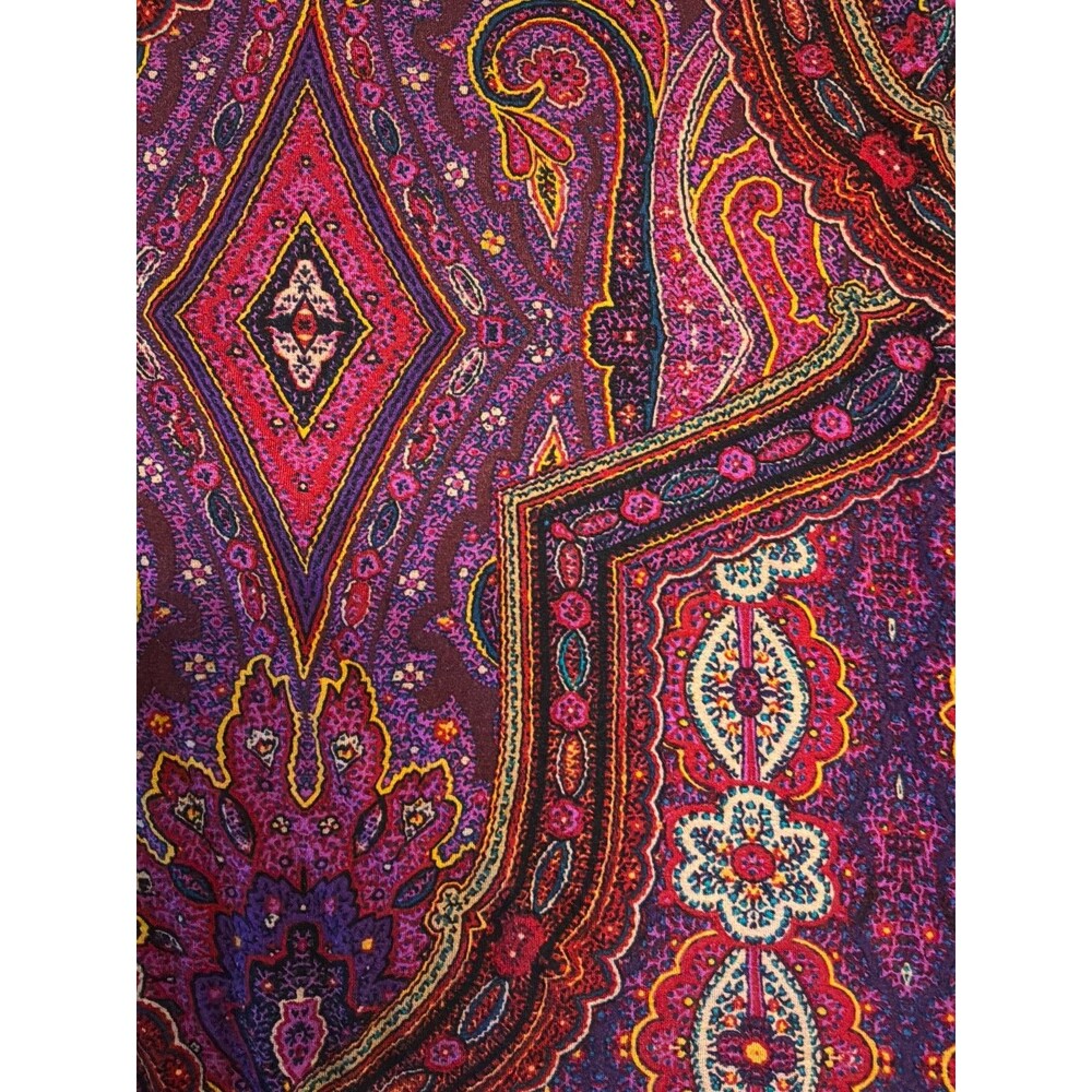 Ralph Lauren Large Pullover Long Sleeve Ruched Sides Purple Pink Paisley Preppy - Picture 5 of 7